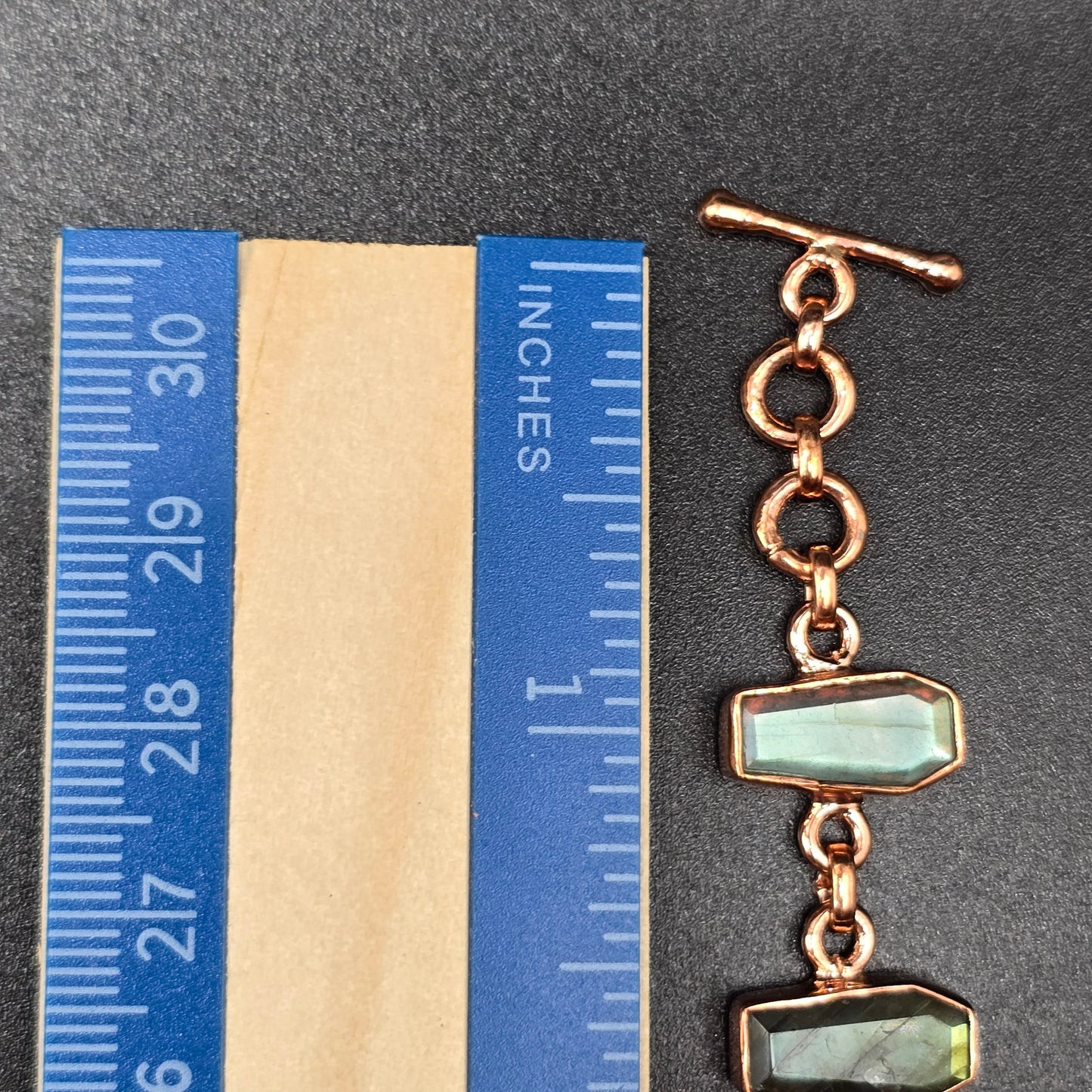 Labradorite Coffin Cut Bracelet | Copper Chain