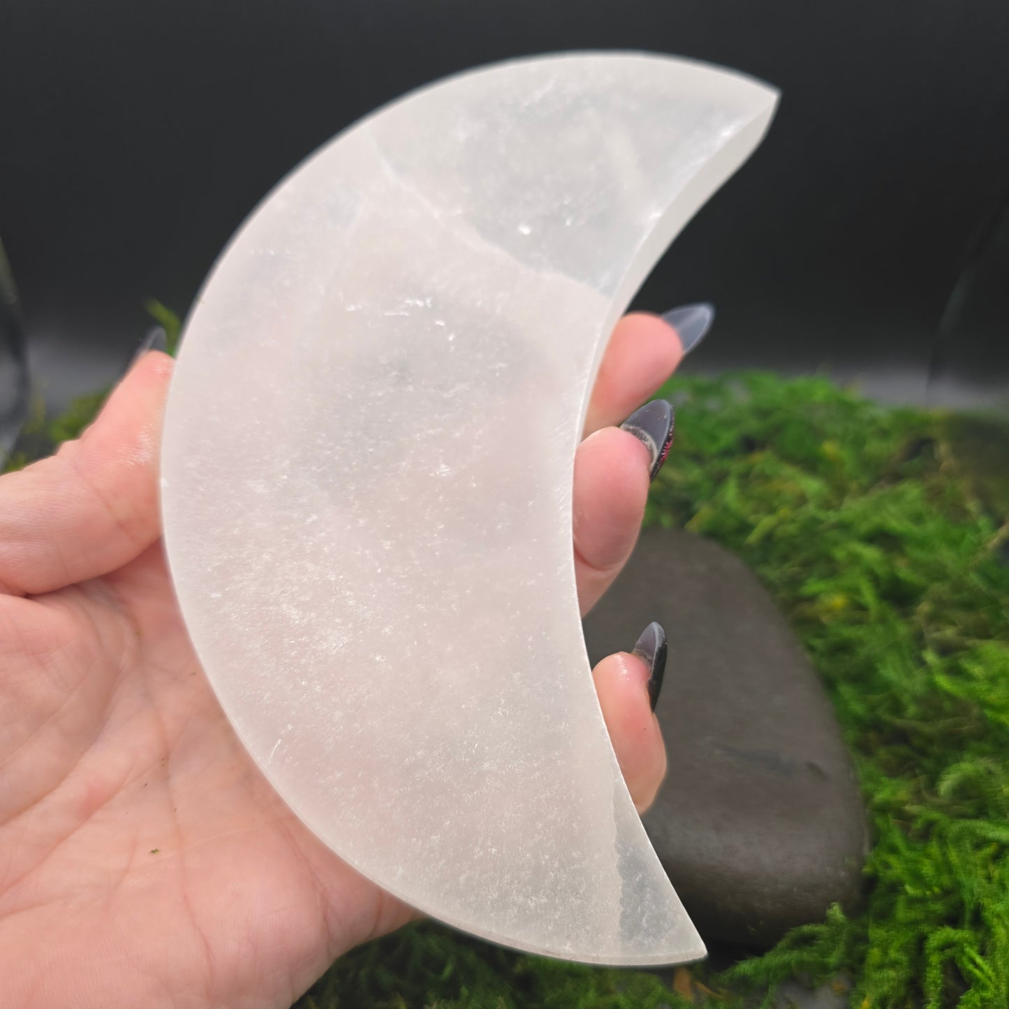 Selenite Crescent Moon Decorative Plate (6")