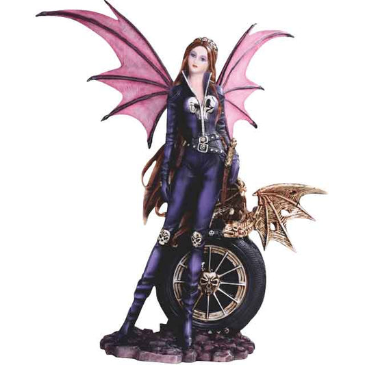 Gothic Rider Fairy with Dragon Statue