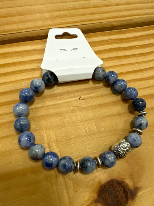 Blue Jasper bracelet with chrome accent beads