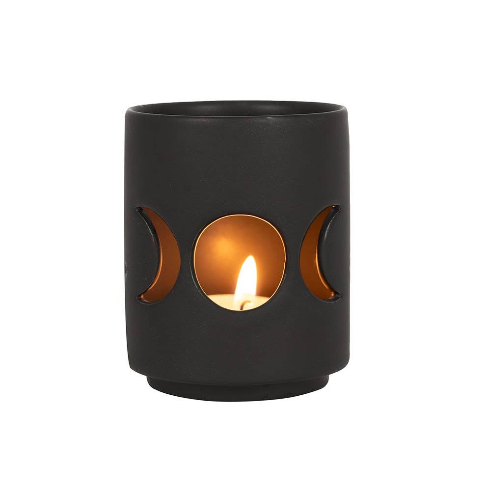 Small Black Triple Moon Cut Out Tealight Candle Holder