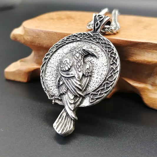 Nordic Viking Stainless Steel Raven Pendant Necklace
