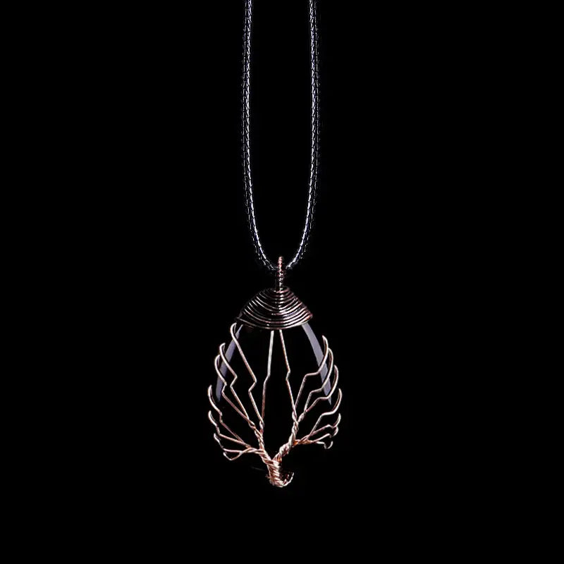 Tree of Life Teardrop Wire Wrap Necklace