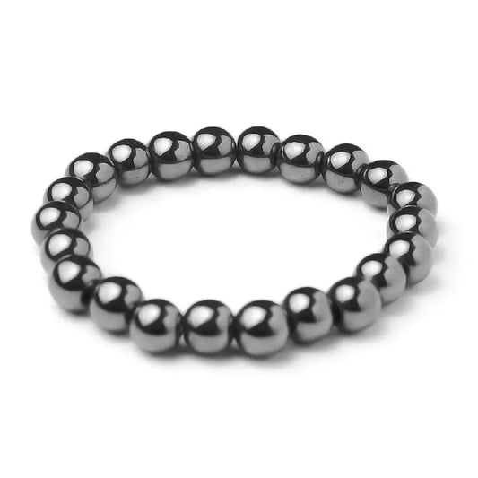 Hematite Bracelet | Natural Crystal Stone Bead Stretch Bracelet