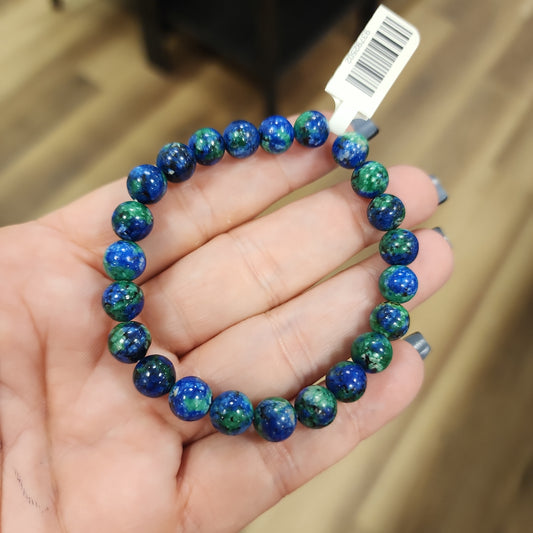 Malachite Azurite Crystal Beaded Bracelet