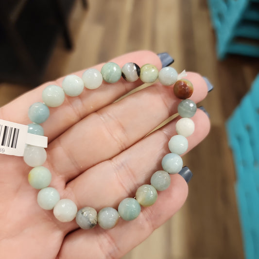 Amazonite Bracelet | Natural Crystal Stone Bead Stretch Bracelet