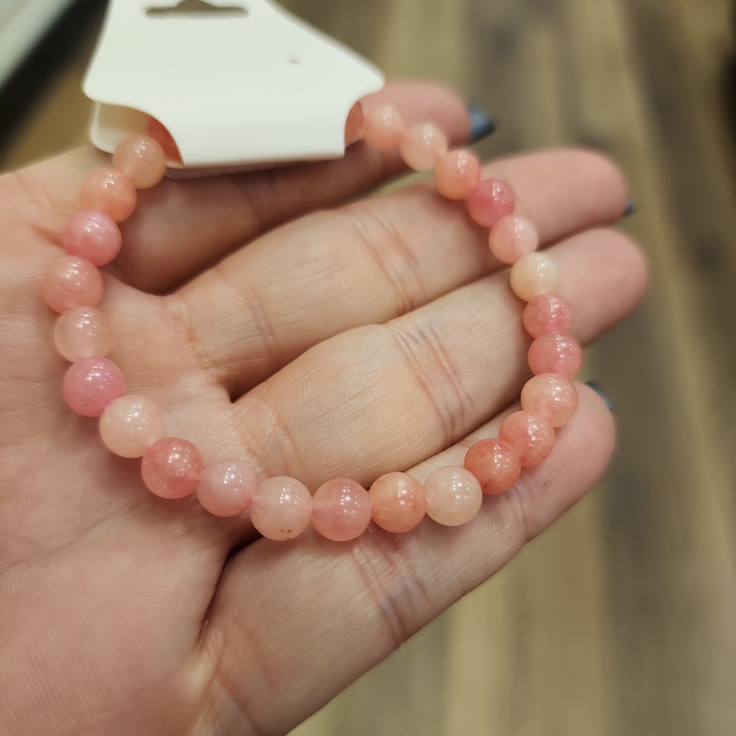 Pink Chalcedony Crystal Beaded Bracelet