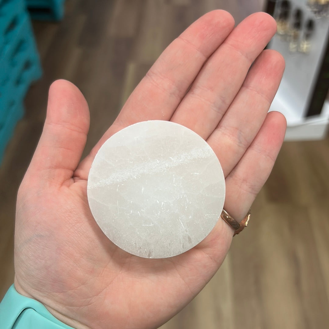 Selenite Round Charging Plate