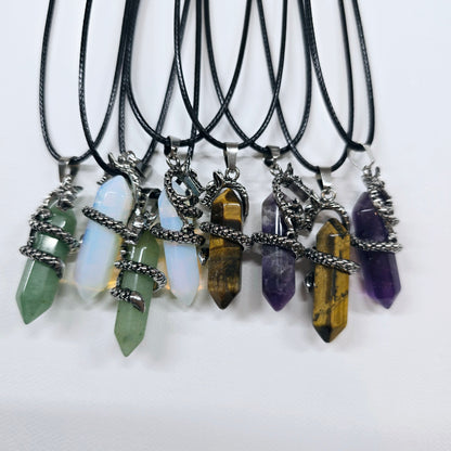 Dragon Wrap Crystal DT Point Necklace