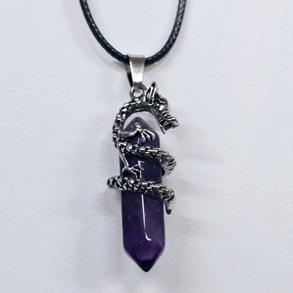 Dragon Wrap Crystal DT Point Necklace