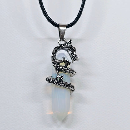 Dragon Wrap Crystal DT Point Necklace