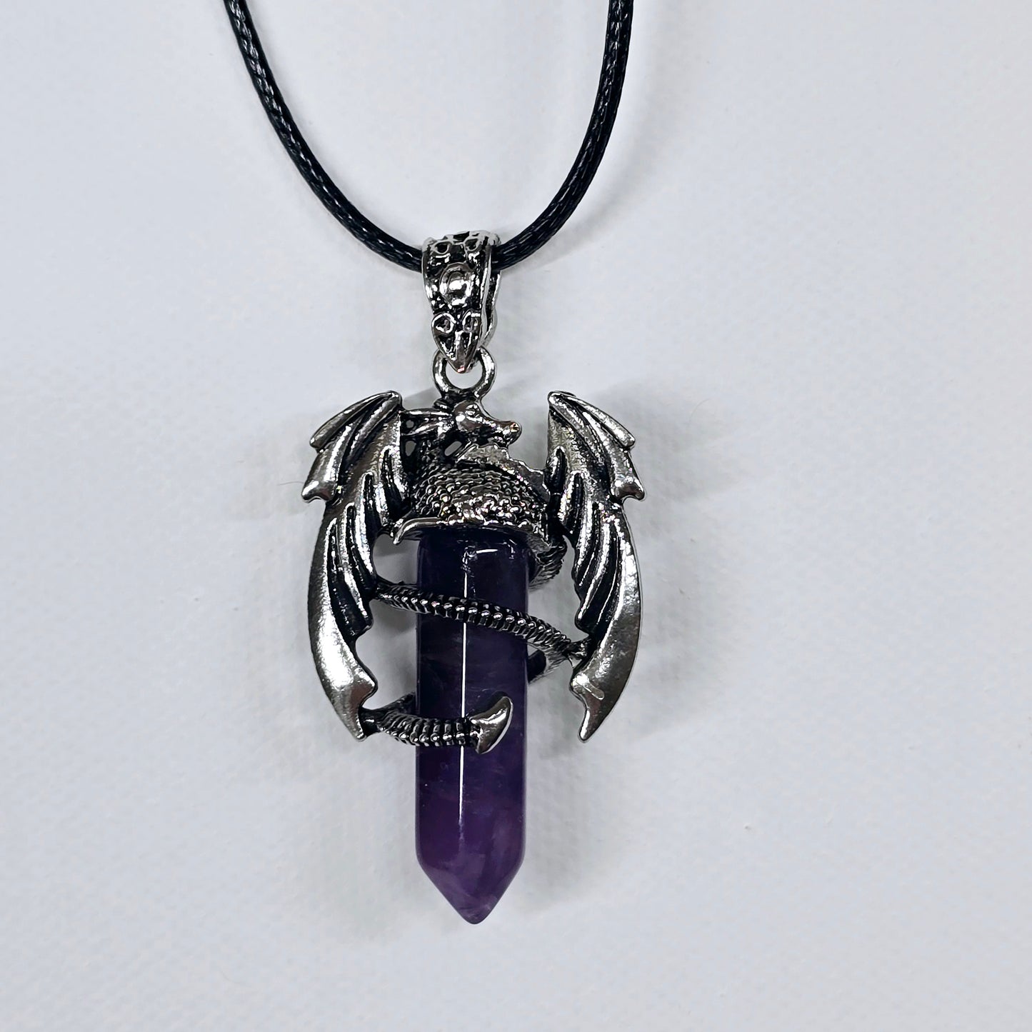 Winged Dragon Crystal Point Necklace