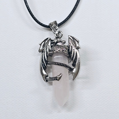 Winged Dragon Crystal Point Necklace