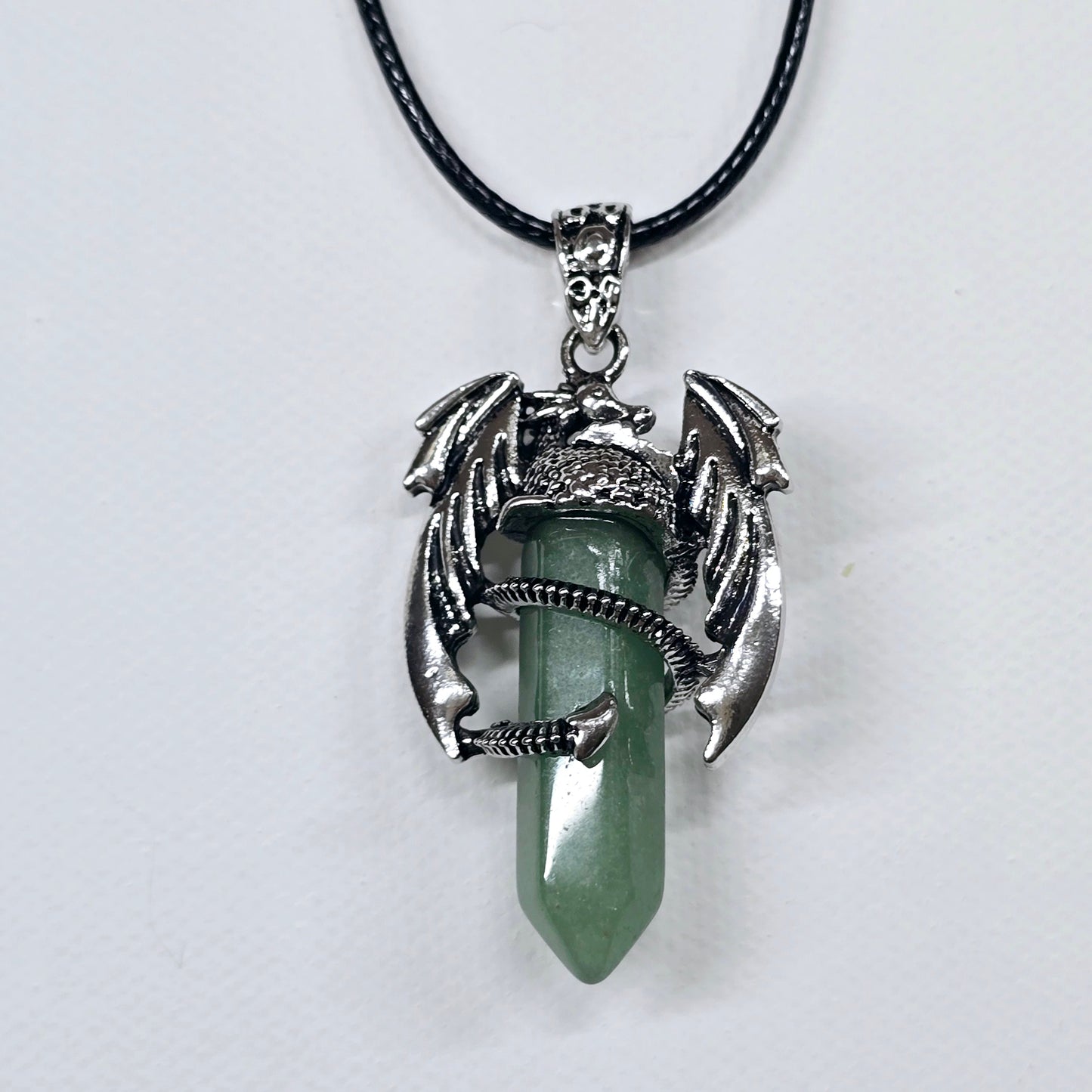 Winged Dragon Crystal Point Necklace