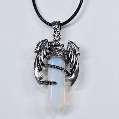 Winged Dragon Crystal Point Necklace