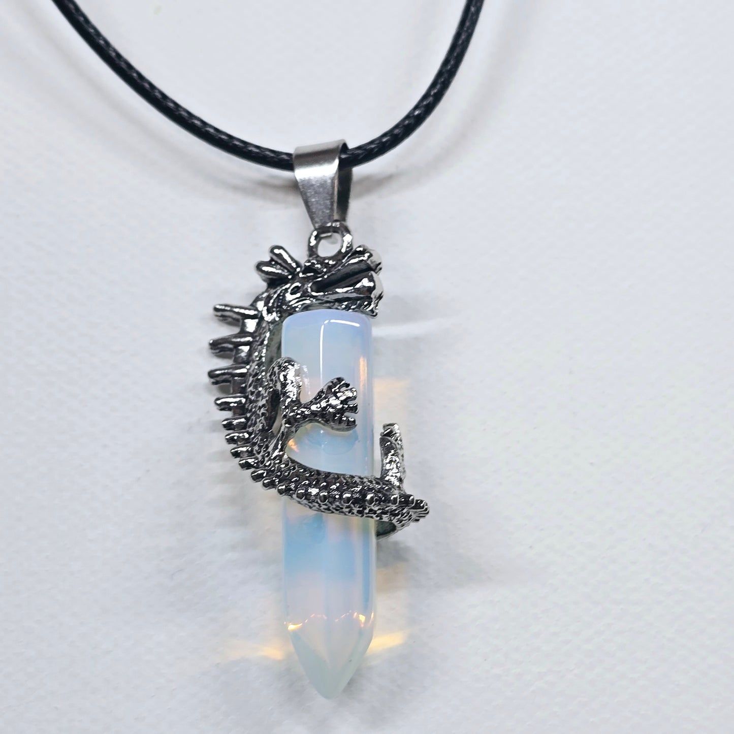 Celestial Dragon Wrap Crystal Point Necklace