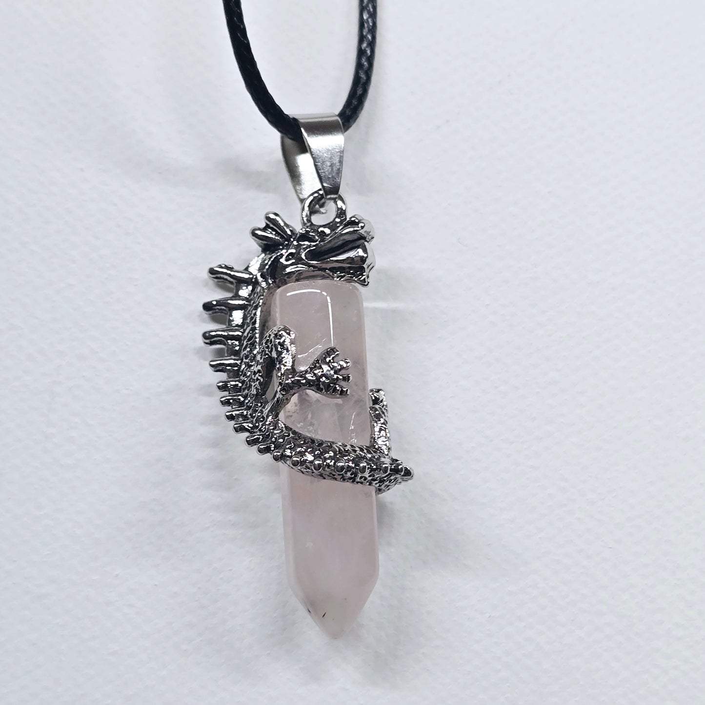 Celestial Dragon Wrap Crystal Point Necklace