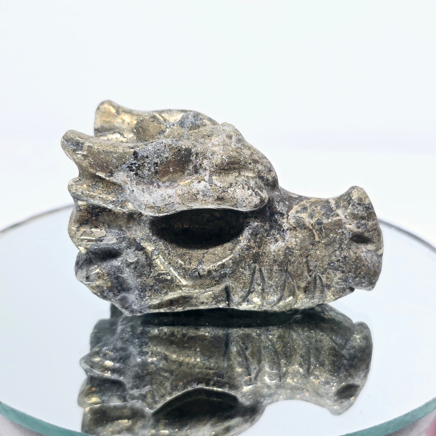 Pyrite Dragon Skull Head | Natural Crystal Carved & Polished Stone