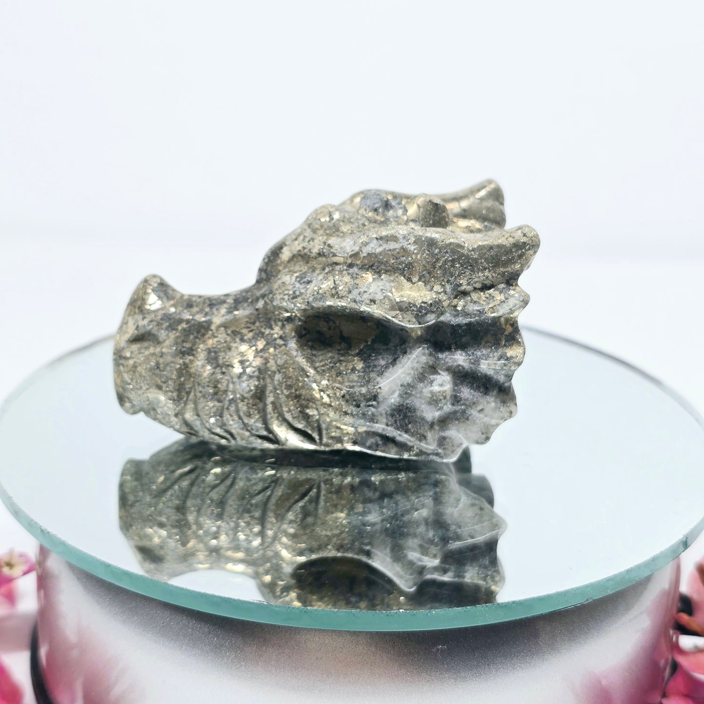 Pyrite Dragon Skull Head | Natural Crystal Carved & Polished Stone