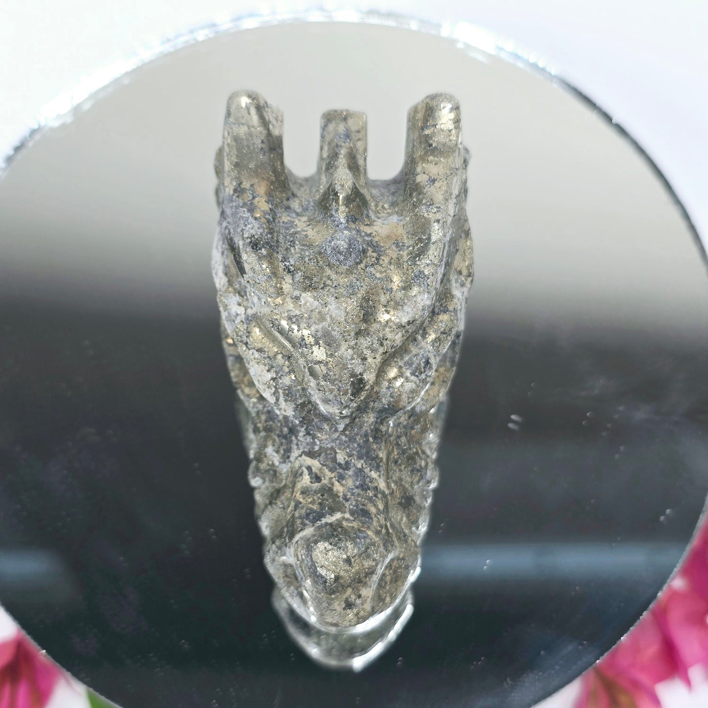 Pyrite Dragon Skull Head | Natural Crystal Carved & Polished Stone