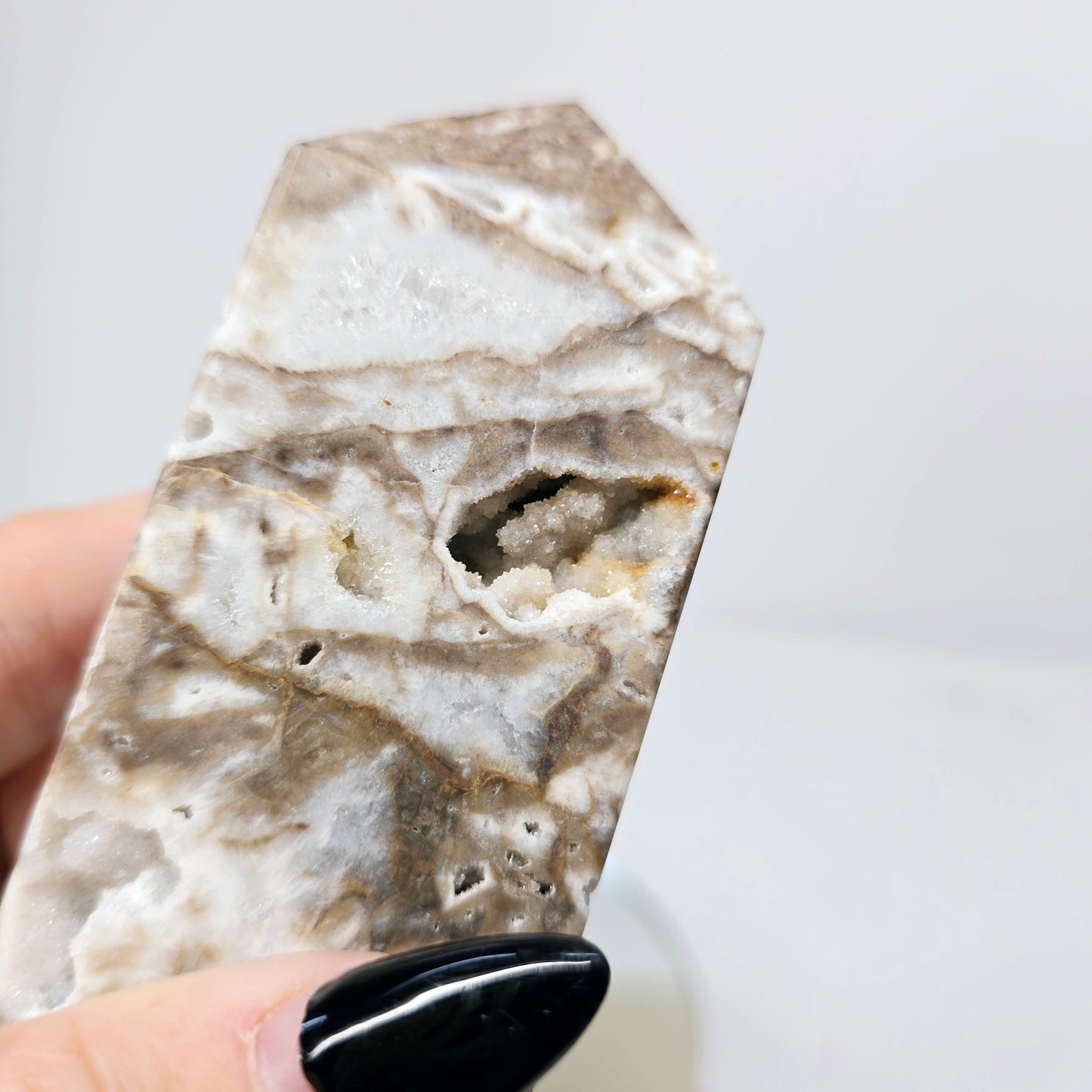 Beautiful Sphalerite Druzy Tower Point Generator | Natural Crystal Carved Stone | Unique One-of-a-Kind Metaphysical Witchy Home Decor Gift