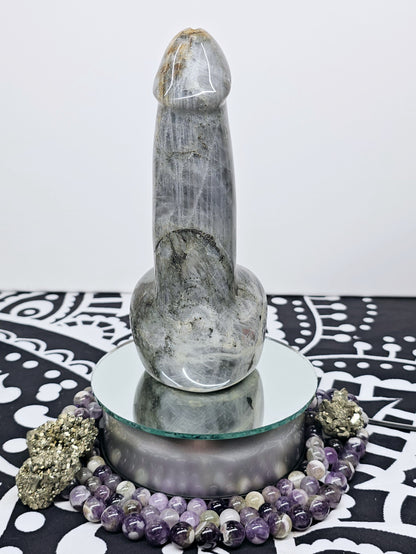 7.5" Labradorite Penis | Natural Crystal Carved & Polished Wizard Staff | Metaphysical Witchy Home Decor Gift