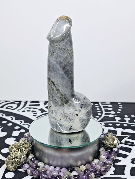 7.5" Labradorite Penis | Natural Crystal Carved & Polished Wizard Staff | Metaphysical Witchy Home Decor Gift