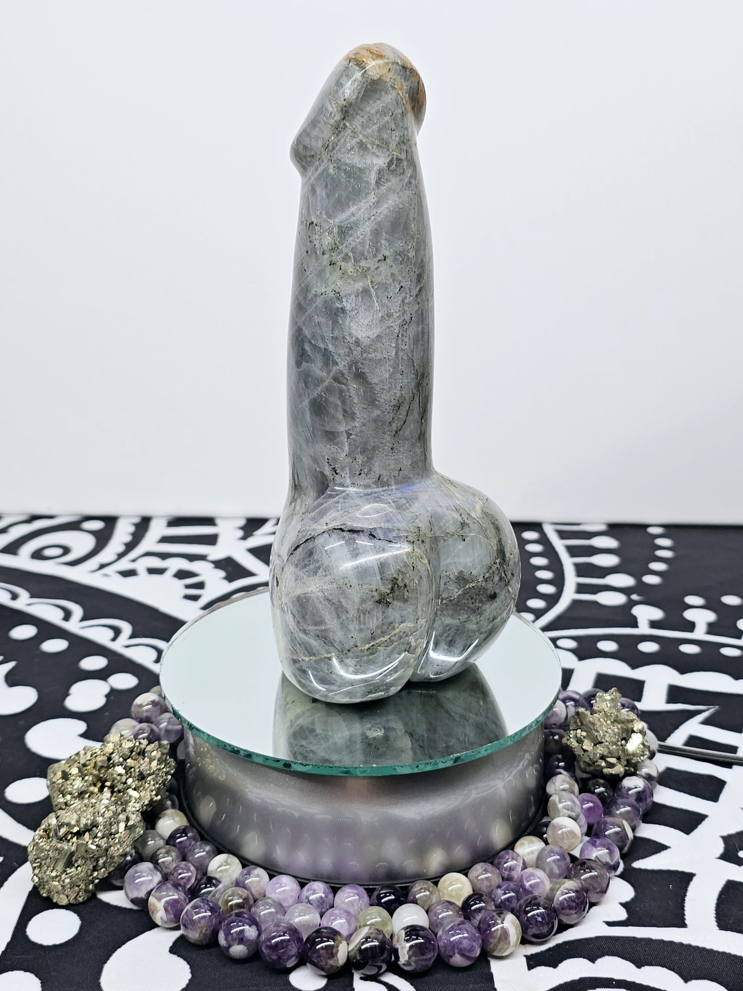 7.5" Labradorite Penis | Natural Crystal Carved & Polished Wizard Staff | Metaphysical Witchy Home Decor Gift