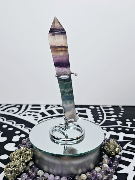 Rainbow Fluorite Scepter Wand with Stand