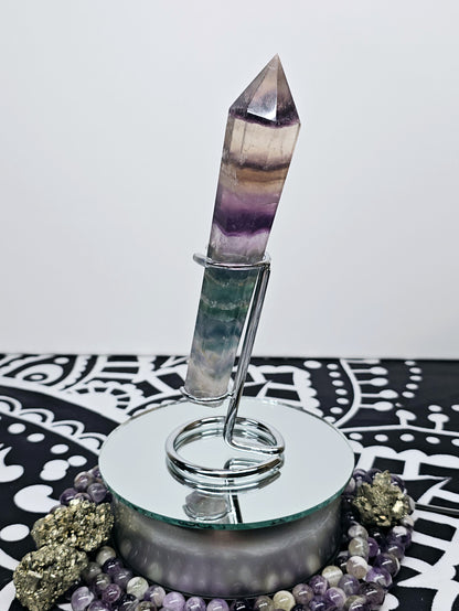 Rainbow Fluorite Scepter Wand with Stand