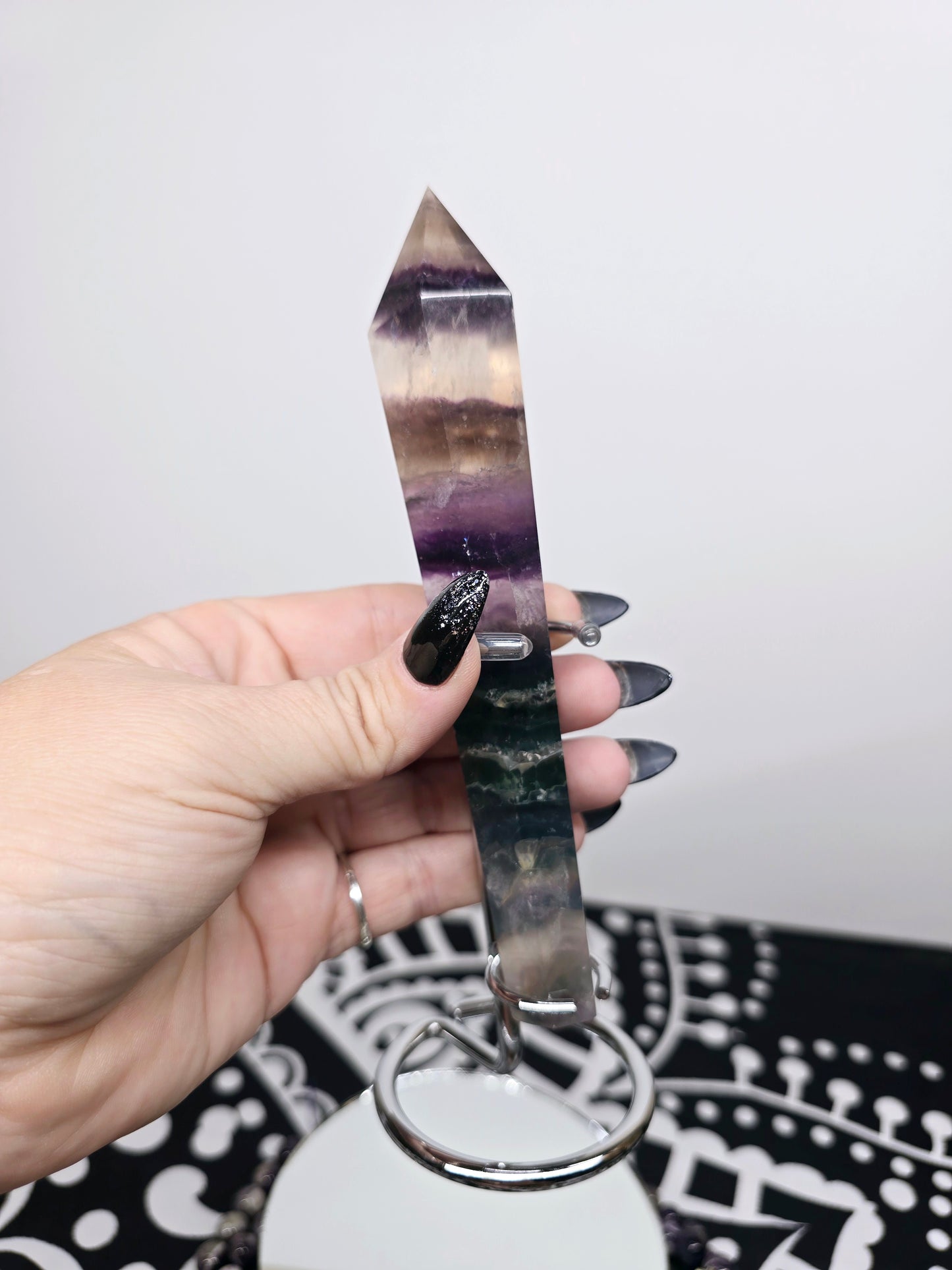 Rainbow Fluorite Scepter Wand with Stand