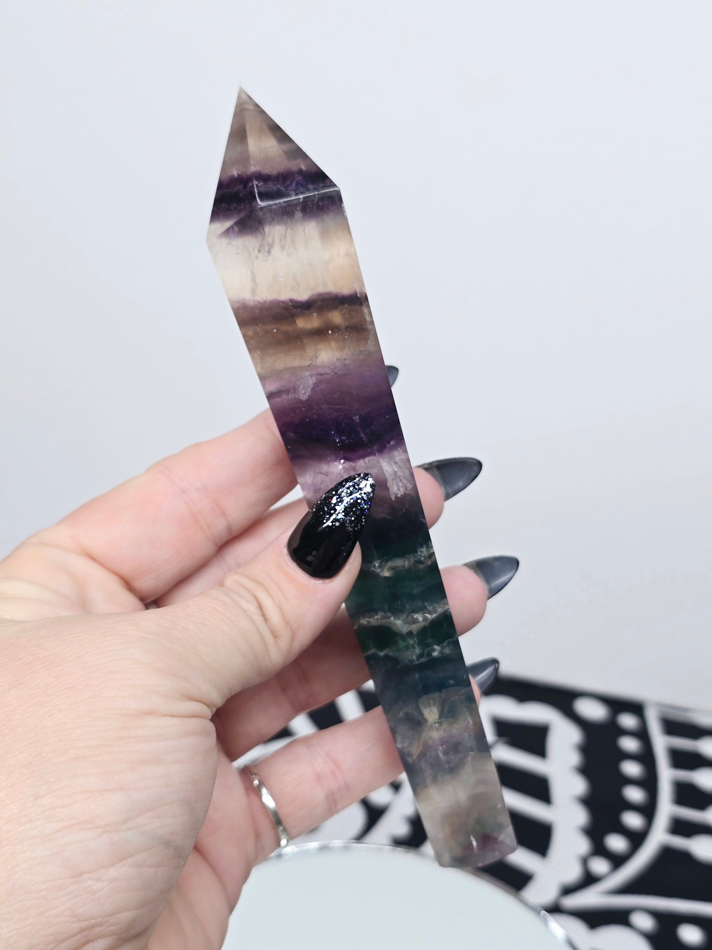 Rainbow Fluorite Scepter Wand with Stand