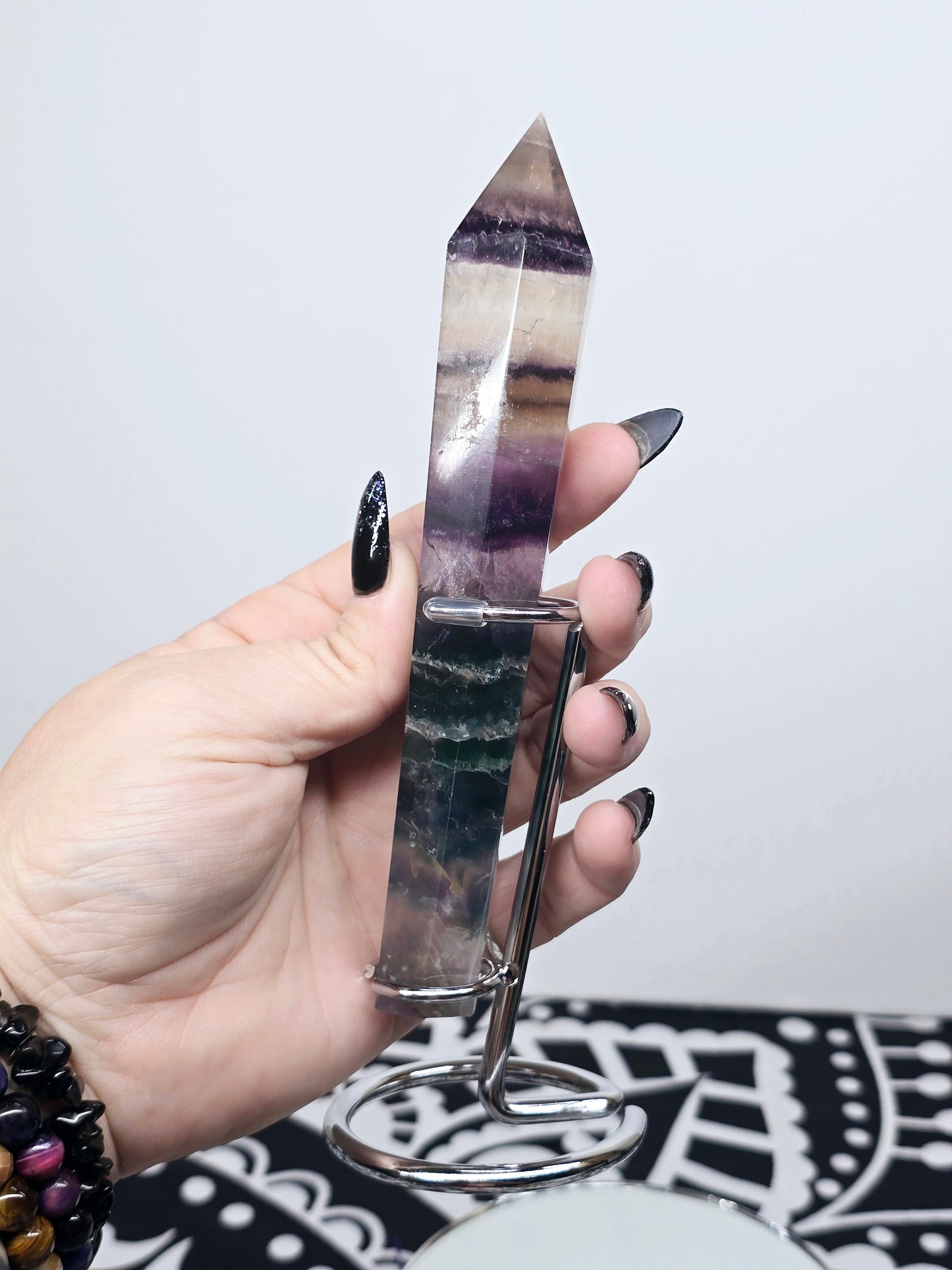 Rainbow Fluorite Scepter Wand with Stand