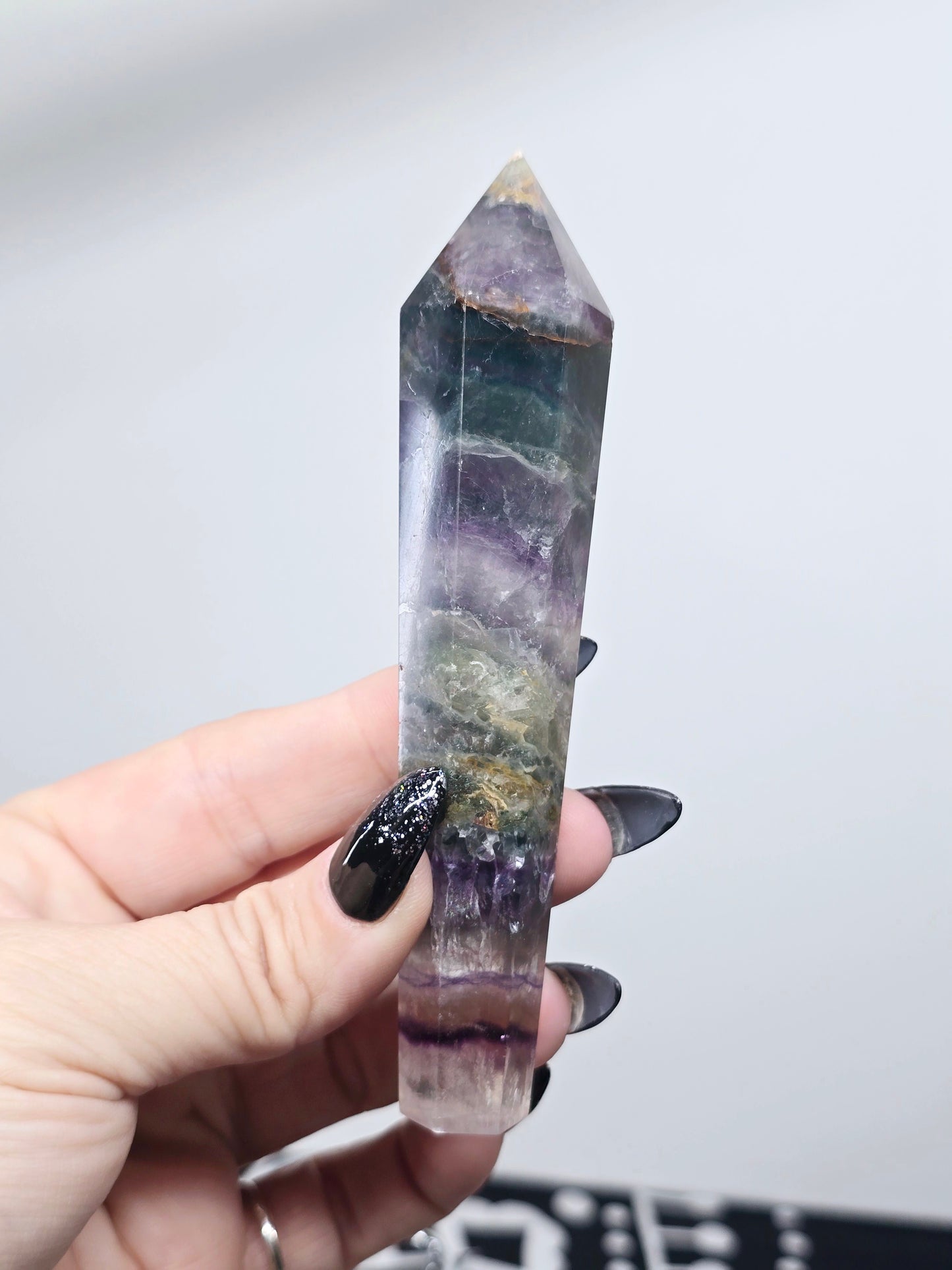 Rainbow Fluorite Scepter Wand with Stand