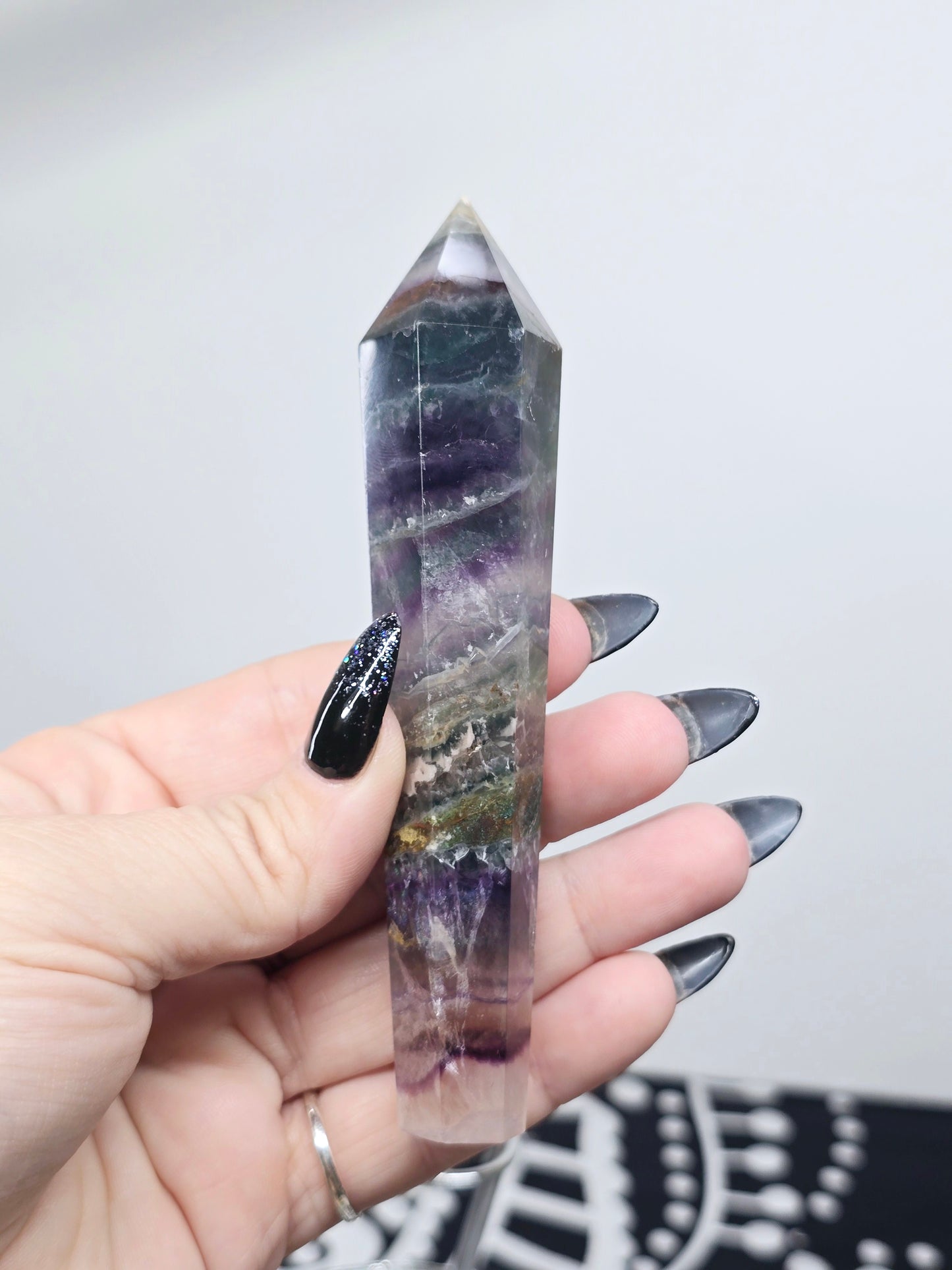 Rainbow Fluorite Scepter Wand with Stand