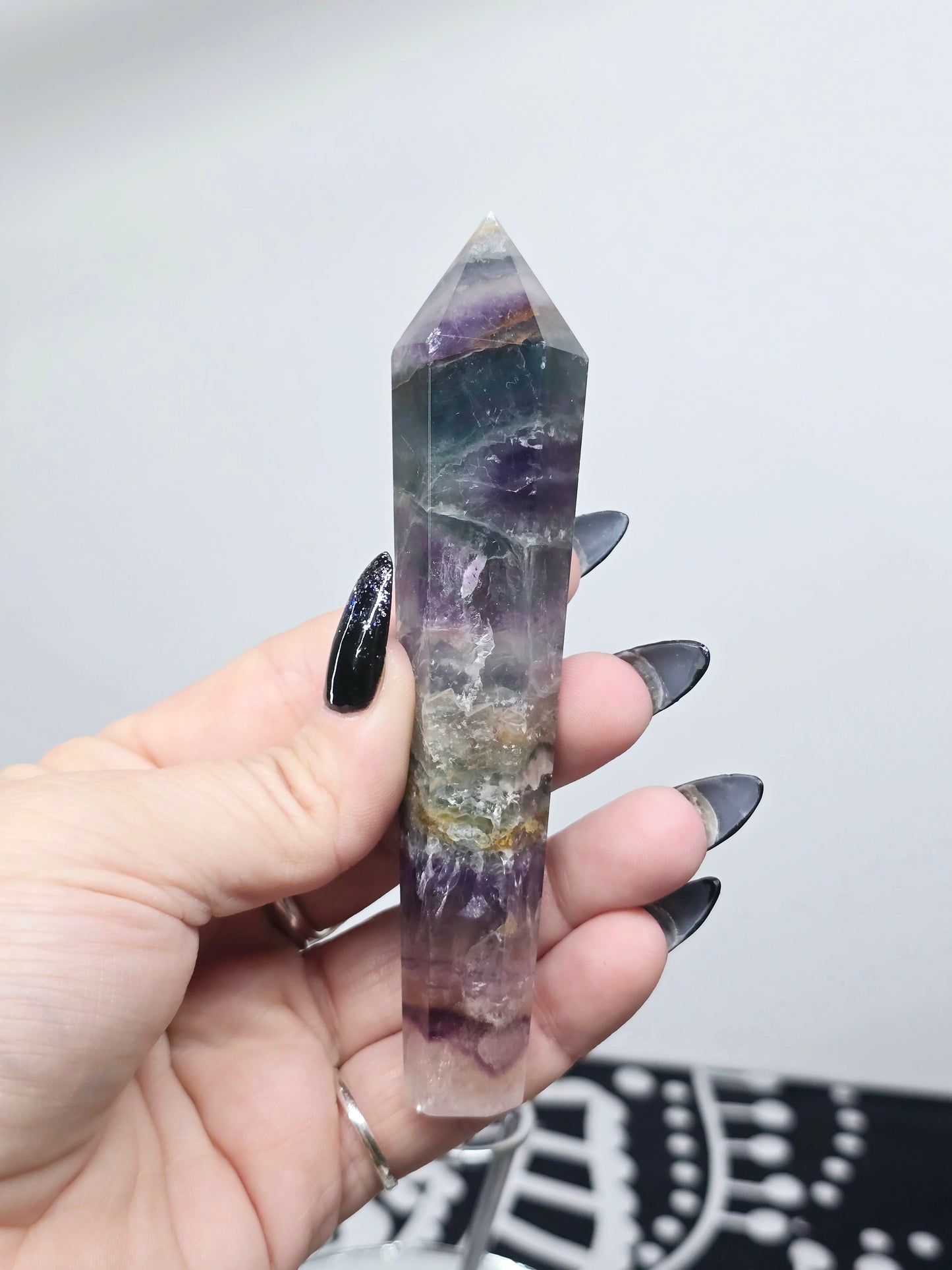 Rainbow Fluorite Scepter Wand with Stand