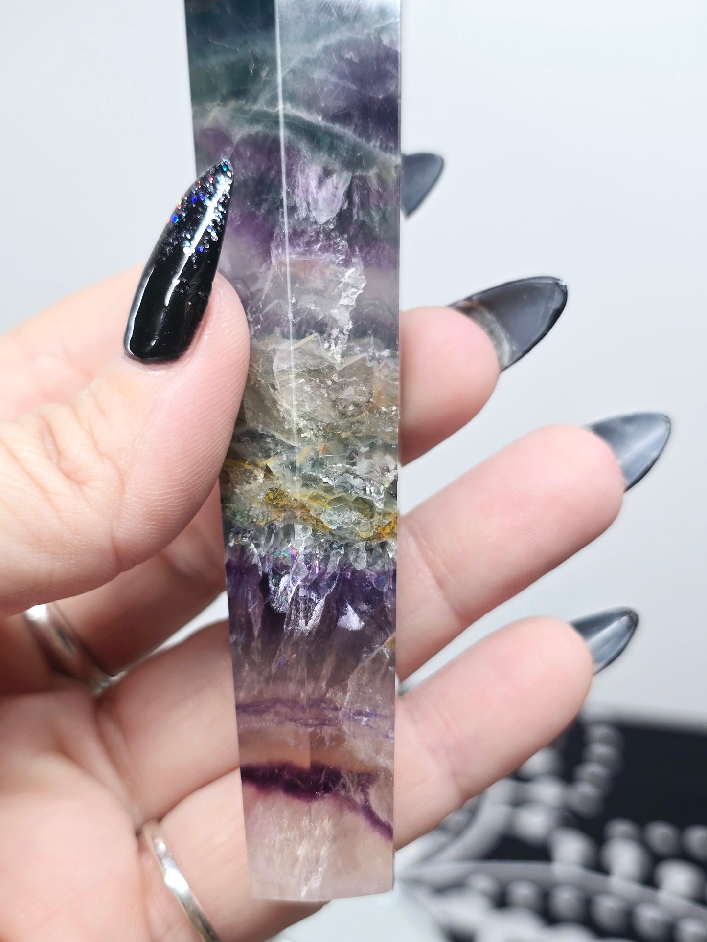 Rainbow Fluorite Scepter Wand with Stand