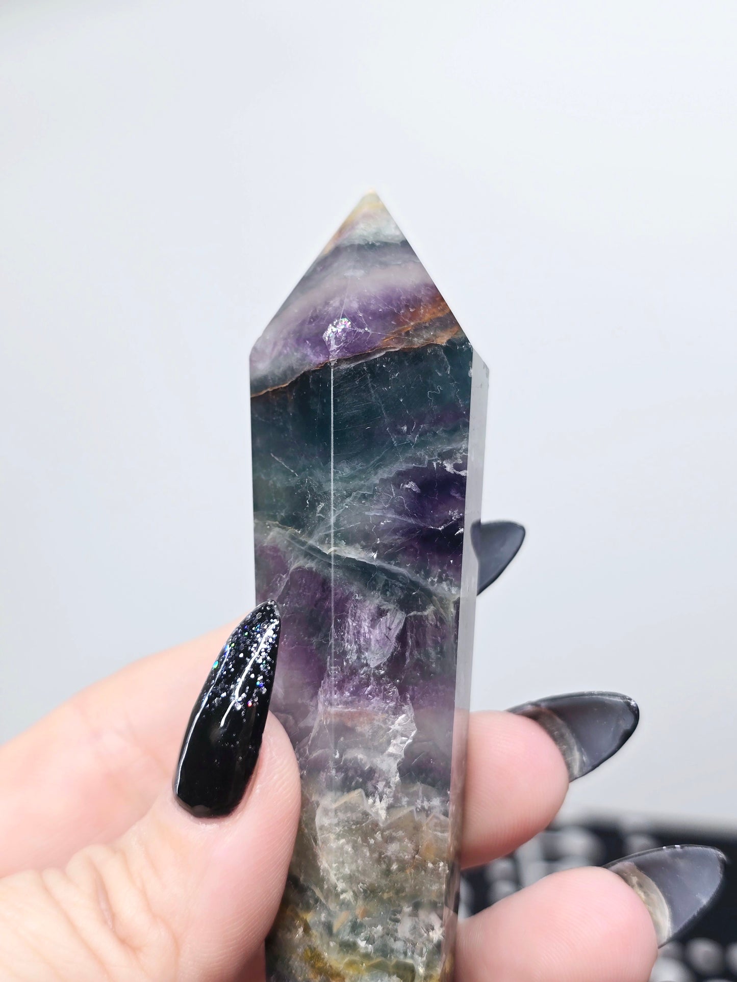 Rainbow Fluorite Scepter Wand with Stand