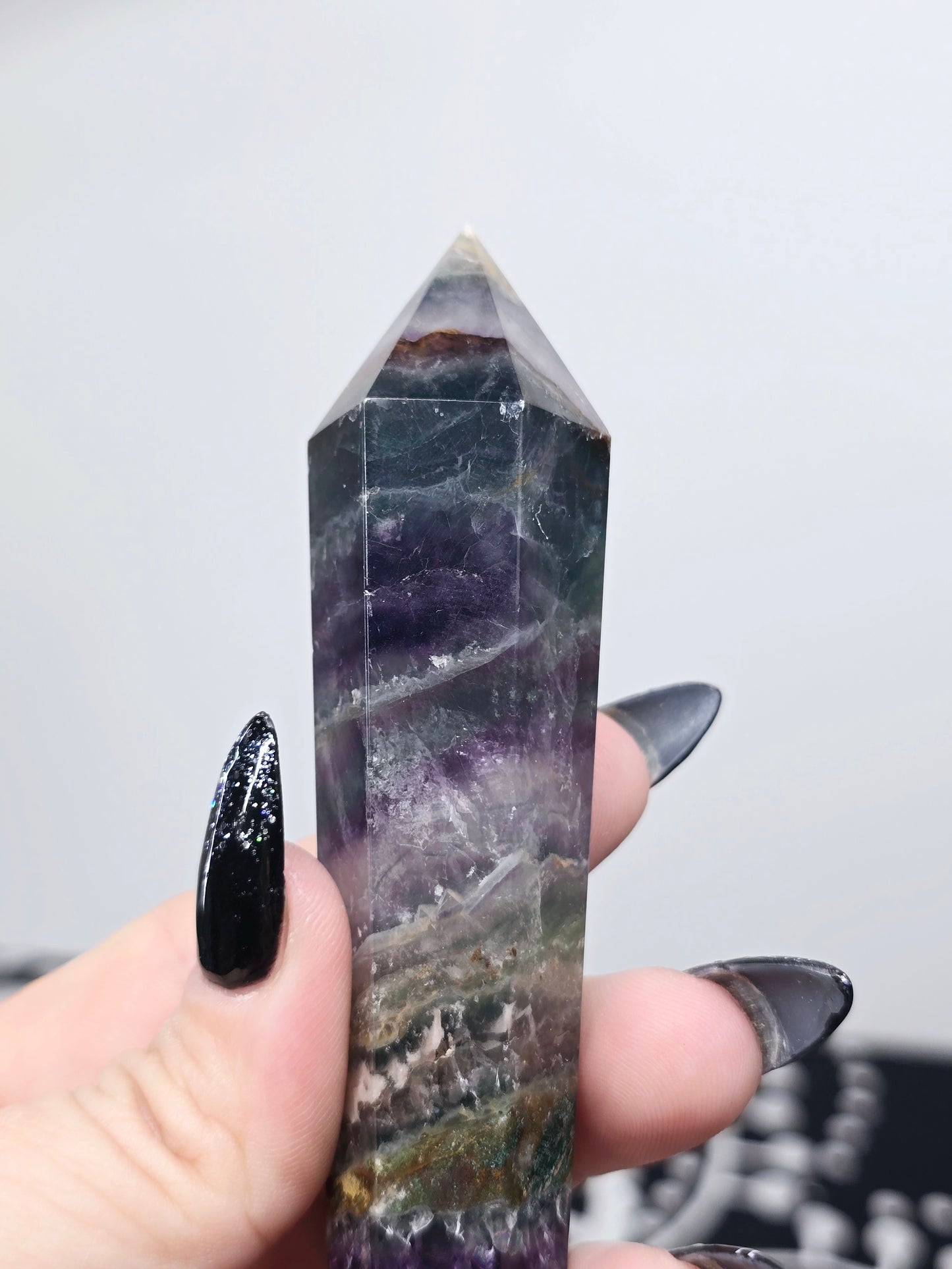 Rainbow Fluorite Scepter Wand with Stand