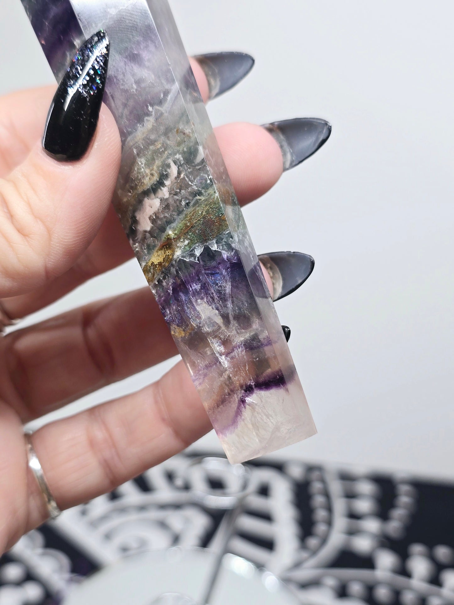 Rainbow Fluorite Scepter Wand with Stand