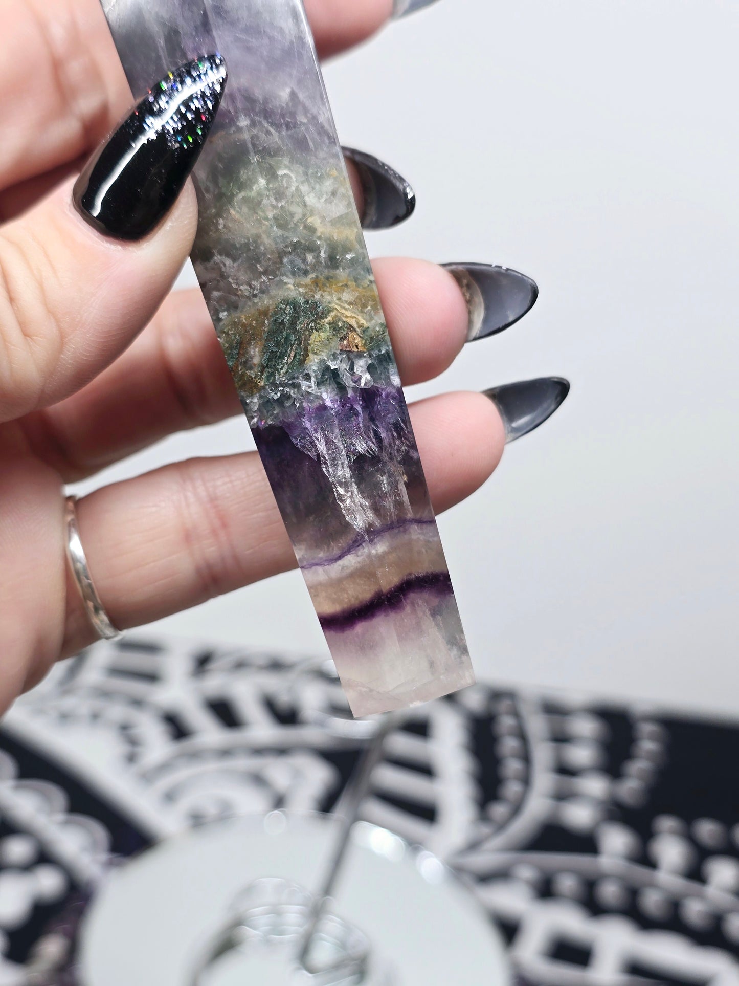 Rainbow Fluorite Scepter Wand with Stand