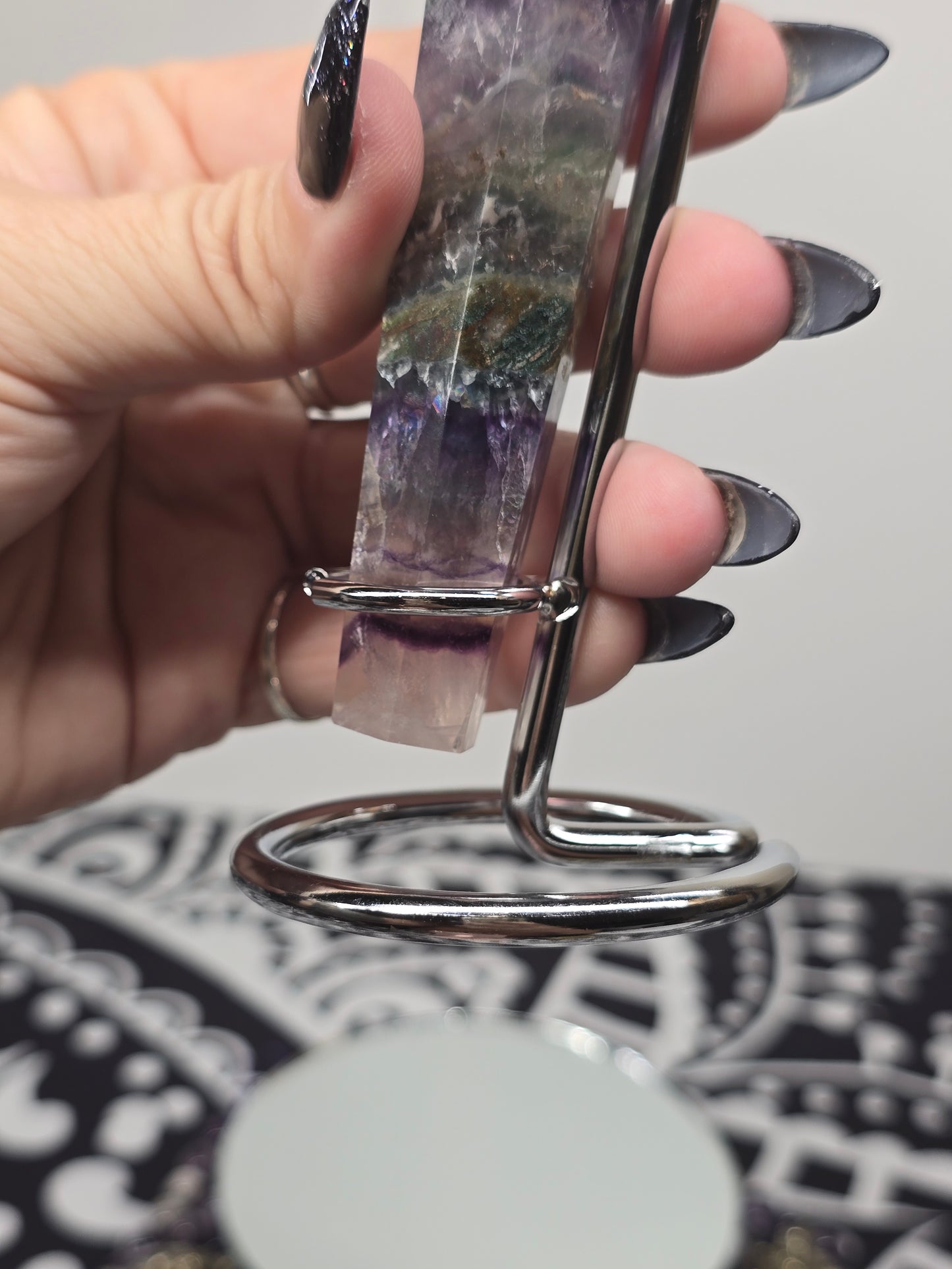 Rainbow Fluorite Scepter Wand with Stand