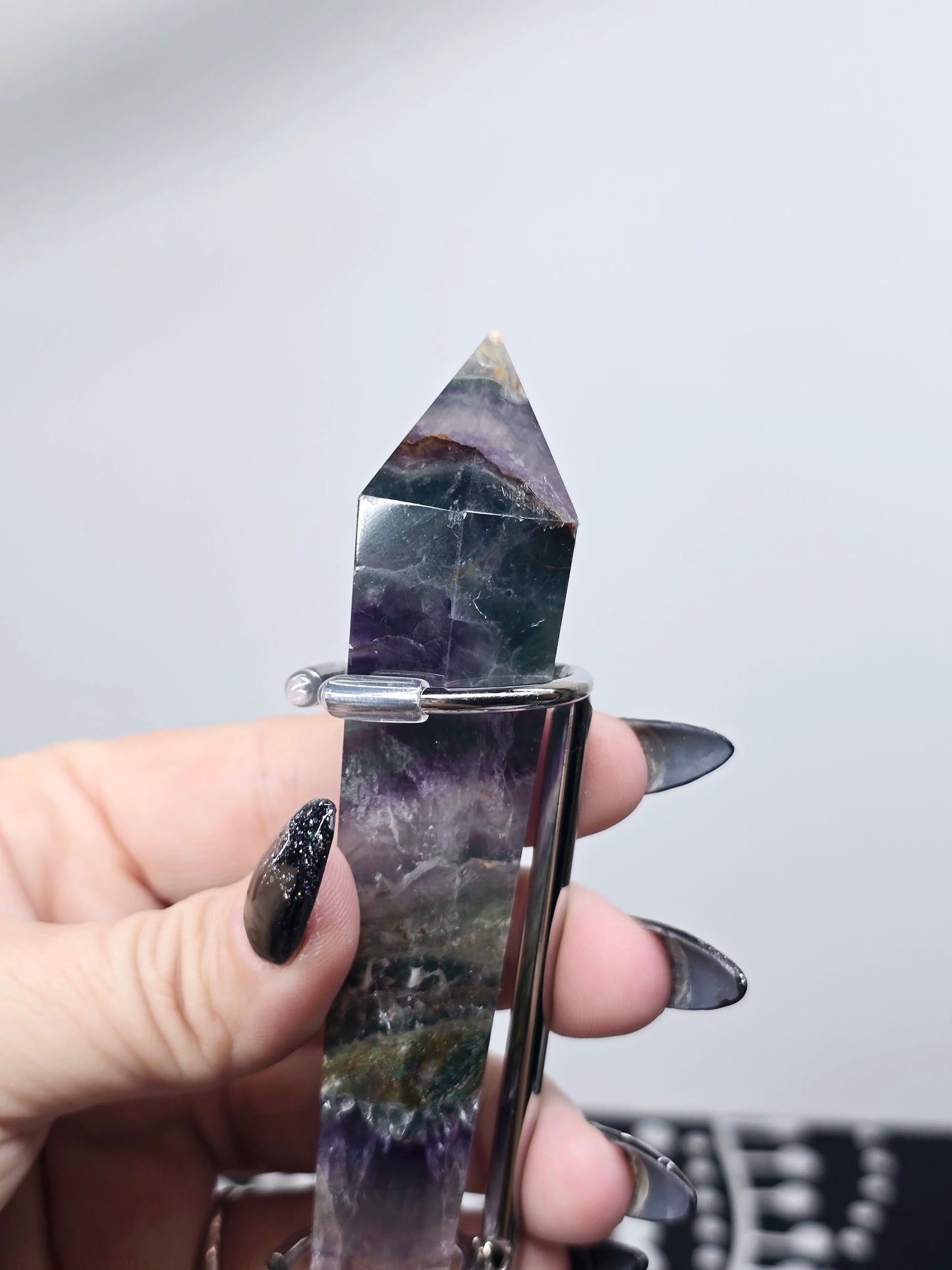 Rainbow Fluorite Scepter Wand with Stand