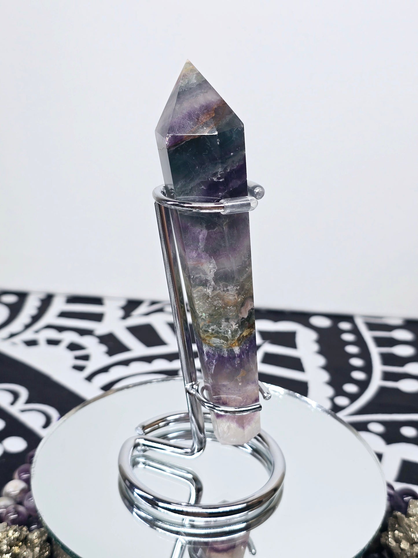 Rainbow Fluorite Scepter Wand with Stand