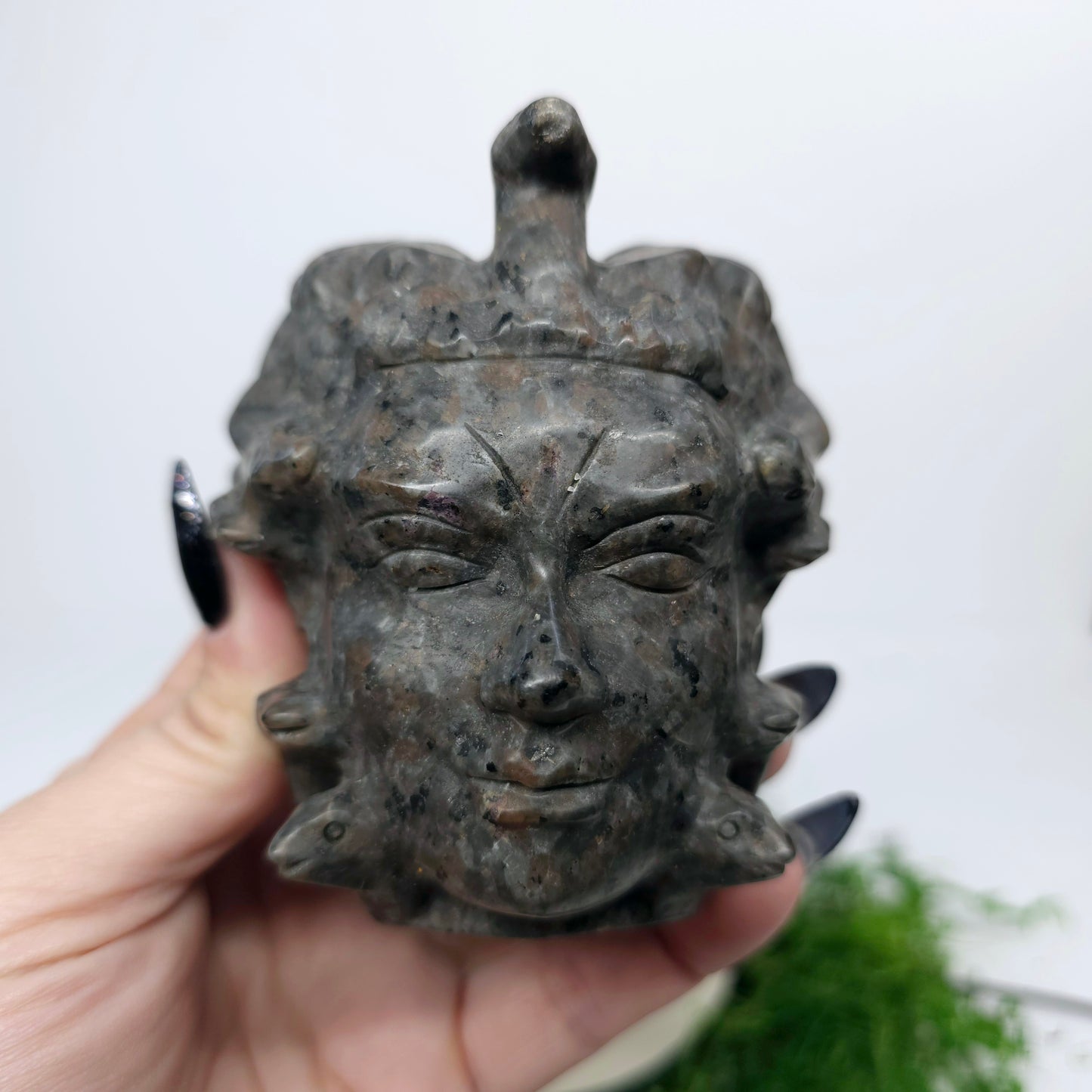 4" Yooperlite Medusa Snake Head | Natural Crystal Carved & Polished Stone