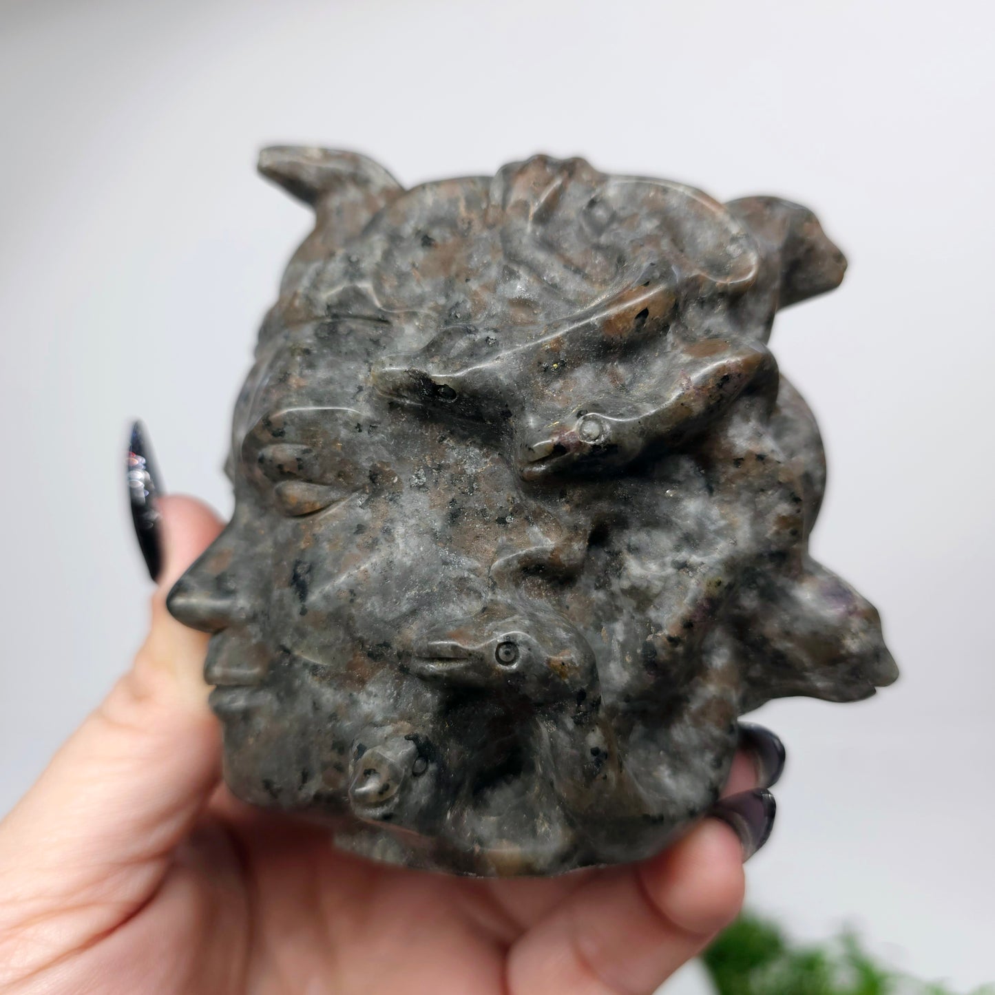 4" Yooperlite Medusa Snake Head | Natural Crystal Carved & Polished Stone