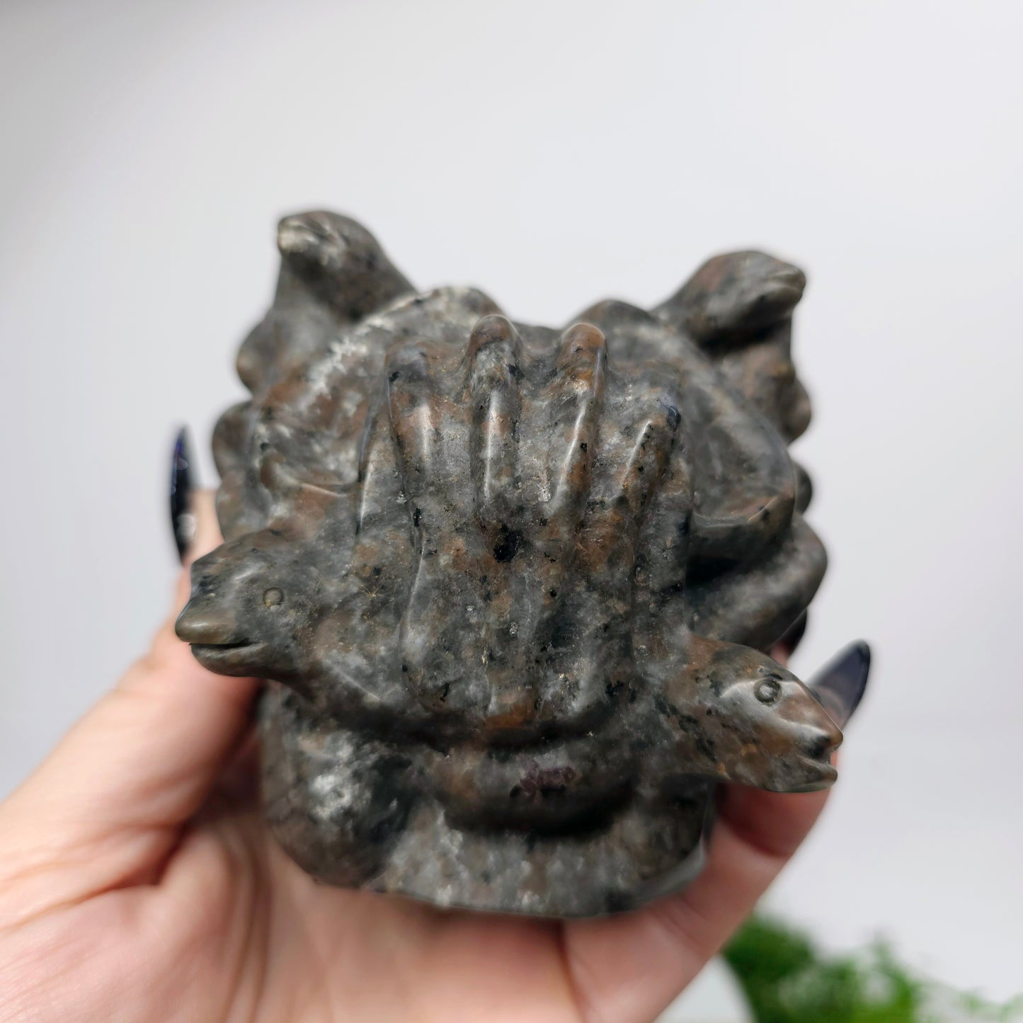 4" Yooperlite Medusa Snake Head | Natural Crystal Carved & Polished Stone