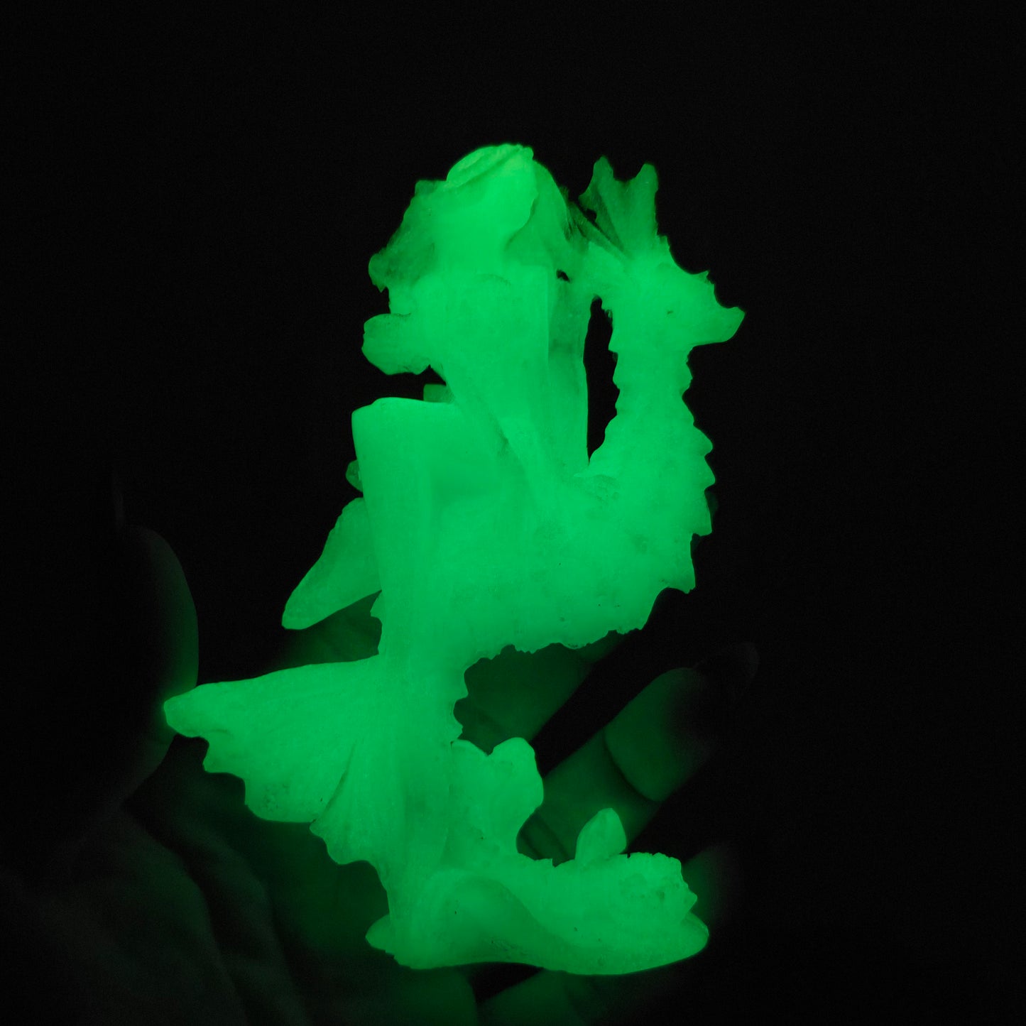 5"H Luminous Glow-in-the-Dark Mermaid & Seahorse | Unique Sea Green Home Figurine Decor Gift