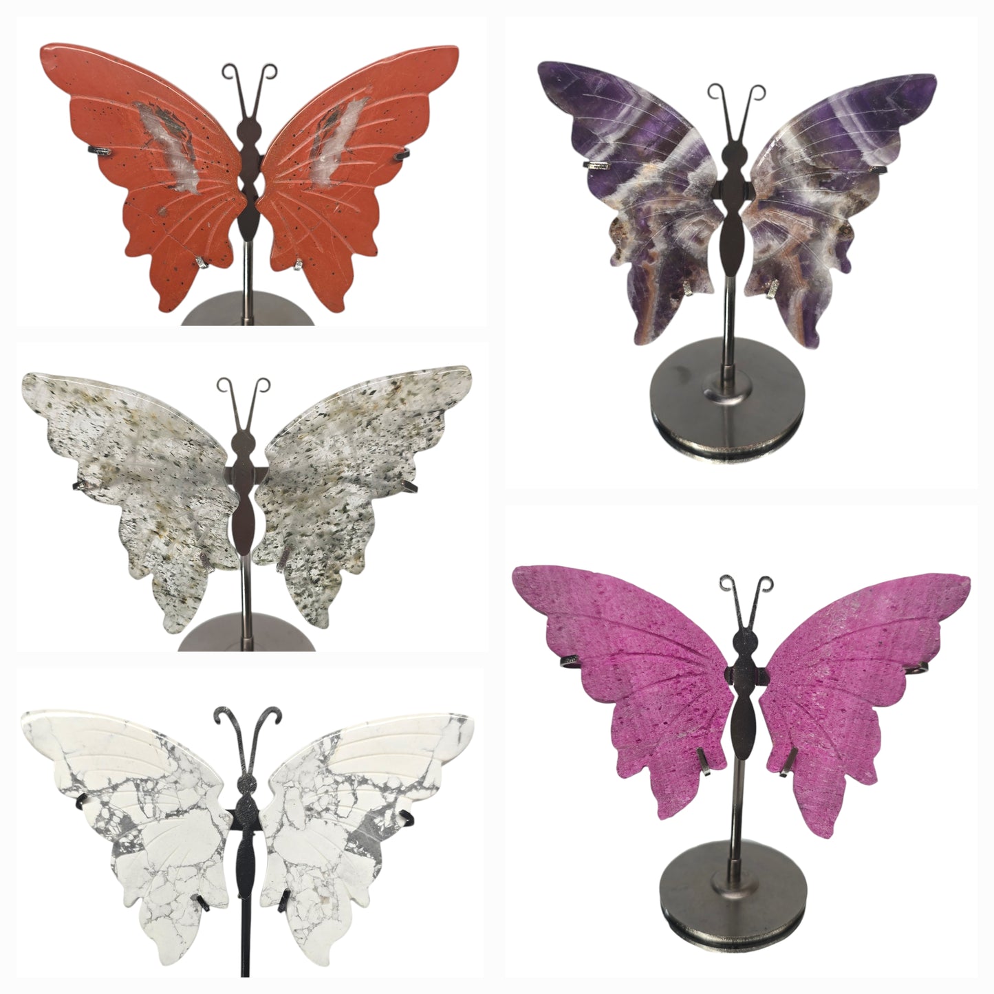 Enchanting Butterfly Wings with Stand | Natural Crystal Carved & Polished Stone