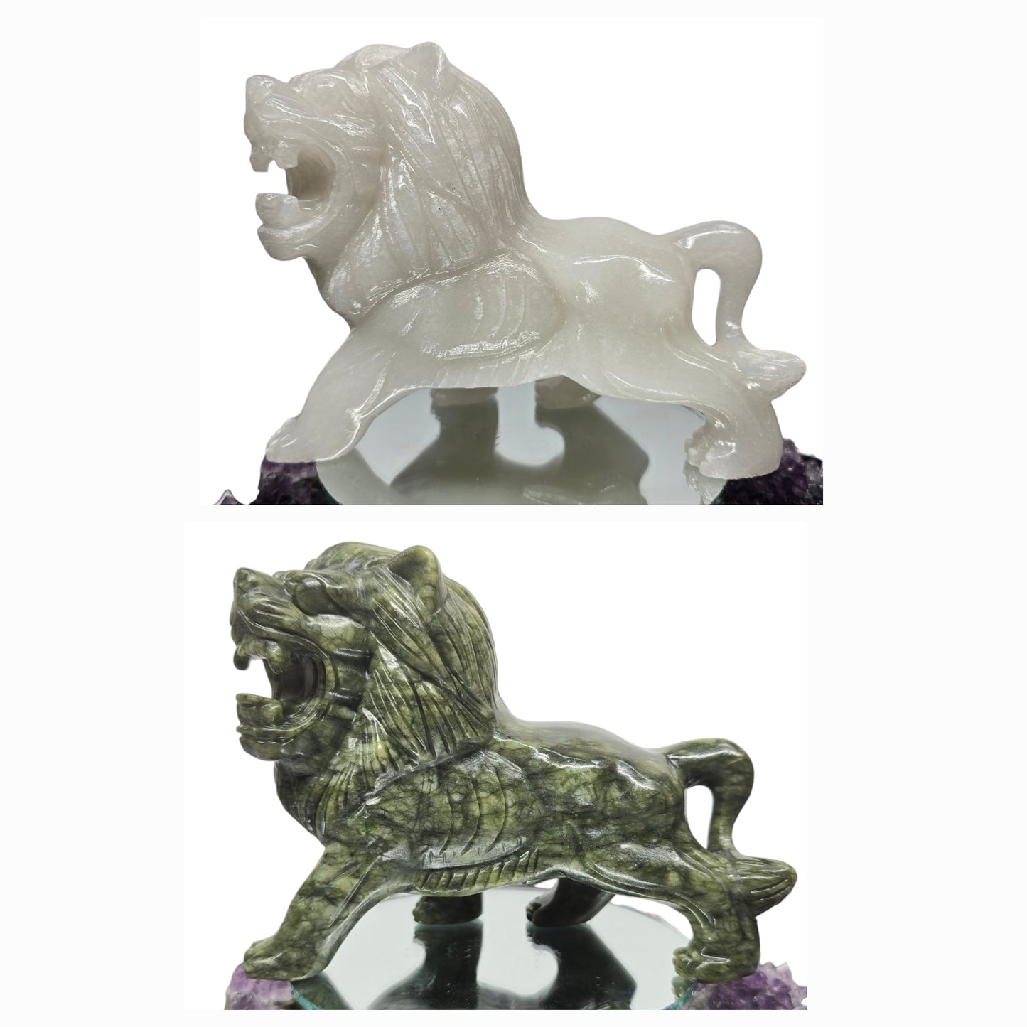 2.12lb Jade King Lion | Natural Crystal Carved & Polished Stone